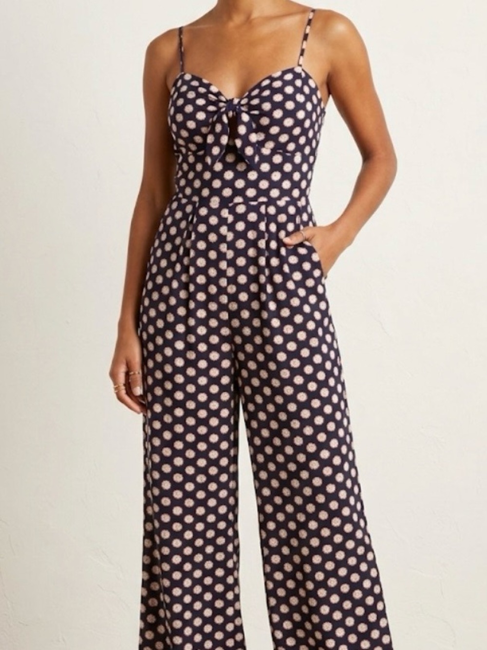 NWT As U Wish front-tie romper jumpsuit with a floral polka-dot pattern XL